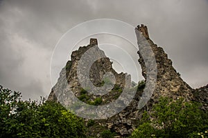 BRATISLAVA, SLOVAKIA : The ruins of Devin Castle near Bratislava in Slovakia