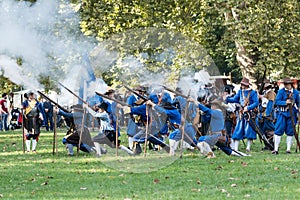 Re-enactment of battle for Pressburg at Bratislava, Slovakia on September 30, 2017