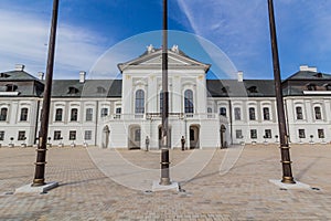 BRATISLAVA, SLOVAKIA - SEPTEMBER 7, 2021: Grasalkovicov palac, seat of the president, in Bratislava, Slovak