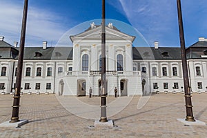 BRATISLAVA, SLOVAKIA - SEPTEMBER 7, 2021: Grasalkovicov palac, seat of the president, in Bratislava, Slovak