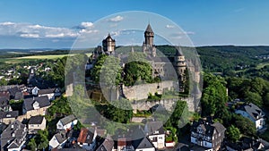Braunfels castle in Hesse, Germany. Aerial video