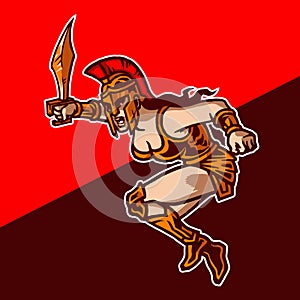Brave Amazons Female Warrior Charge Enemy Esport Mascot Logo