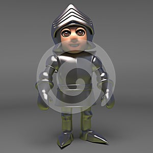 Brave armoured knight stands proud and chivalrous, 3d illustration