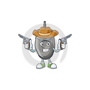 The brave of black mouse Cowboy cartoon character holding guns