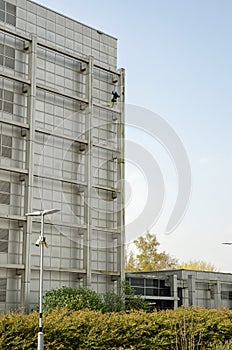 Brave cleaner on tower block