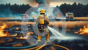 Brave Firefighter Battles Raging Forest Blaze with Determination