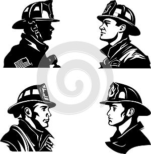 Brave Firefighters Silhouette, Honoring the Courage and Dedication of First Responders photo