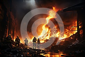 Brave firefighters tackle massive flames