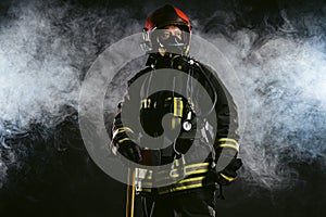 Brave fireman in uniform