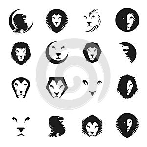 Brave Lions ancient emblems elements set. Heraldic vector design elements collection.