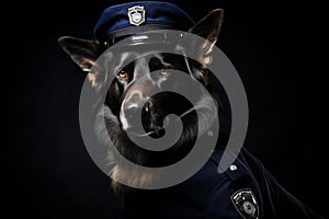 Brave Policeman dog at street. Generate Ai