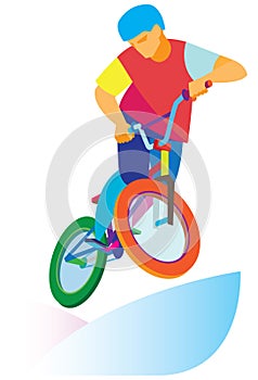 Brave teenager jumping on a bike
