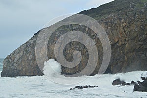 Brave Waves Breaking Against The Rocks Where The Hermitage Of San Juan De Gaztelugatxe Is Located Here Game Of Thrones Filmed. Arc