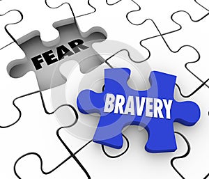 Bravery Vs Fear Puzzle Piece Filling Hole Courage Confidence