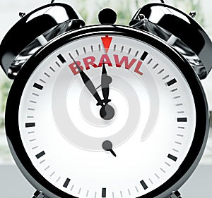 Brawl soon, almost there, in short time - a clock symbolizes a reminder that Brawl is near, will happen and finish quickly in a