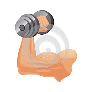 Brawny arm with dumbbell photo