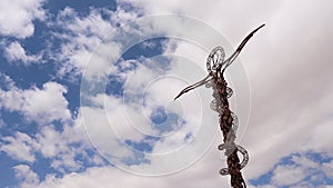 The Brazen Serpent Sculpture at Mount Nebo in Madaba, Jordan.