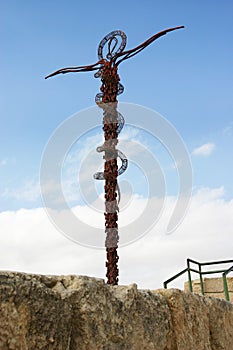 Brazen Serpentine Cross Statue in Mount Nebo, Jord