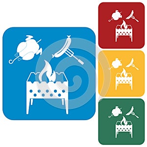Brazier, chicen and sausage icon