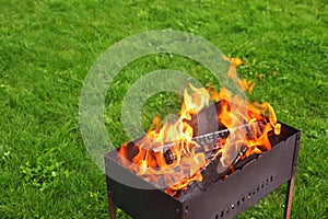 Brazier on lawn photo