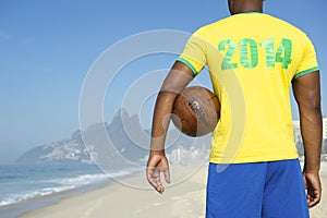 Brazil 2014 Football Player Holding Soccer Ball Rio