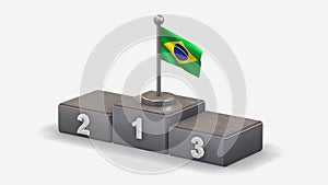 Brazil 3D waving flag illustration on winner podium.