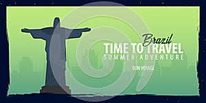 Brazil banner. Time to Travel. Journey, trip and vacation. Vector flat illustration.