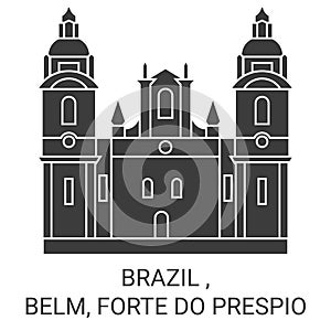 Brazil , Belm, Forte Do Prespio travel landmark vector illustration