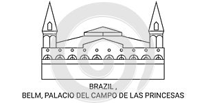 Brazil , Belm, Palacio Del Campo De Las Princesas travel landmark vector illustration