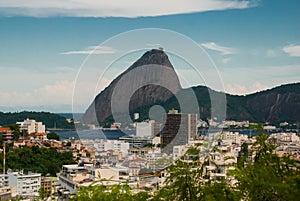 Brazil, City of Rio de Janeiro, Santa Teresa Neighbourhood, View over Catete and Flamengo towards Sugarloaf Mountain from Parque