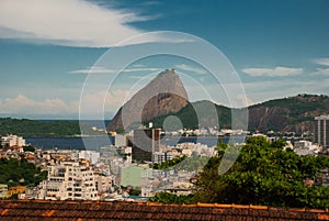 Brazil, City of Rio de Janeiro, Santa Teresa Neighbourhood, View over Catete and Flamengo towards Sugarloaf Mountain from Parque