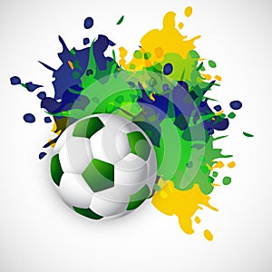 Brazil colors splash grunge soccer ball design
