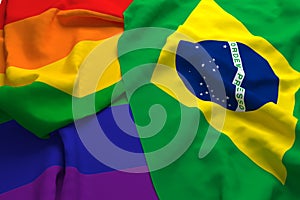 Brazil Country Flag LGBT LGBTQ Transgender 3d Rendering