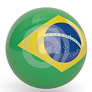 Brazil flag ball symbol isolated on white background. 3D illustration.