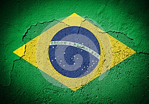 Brazil flag on cracked wall