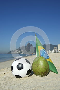 Brazil Flag Football Coconut Rio Beach