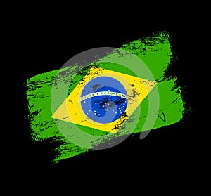 Brazil flag grunge brush background. Old Brush flag vector illustration. abstract concept of national background