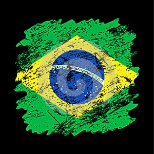 Brazil flag grunge brush background. Old Brush flag vector illustration. abstract concept of national background