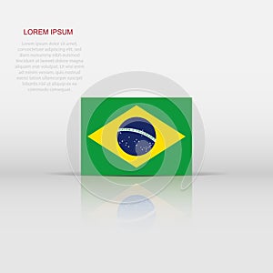 Brazil flag icon in flat style. National sign vector illustration. Politic business concept