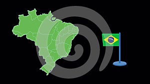 Brazil Flag and Map Shape Animation