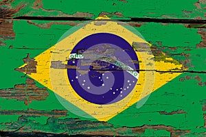Brazil flag on old wood