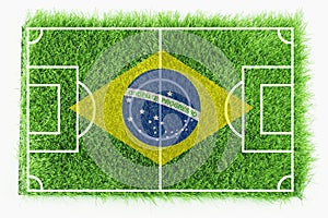 Brazil flag on soccer field