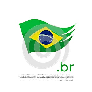 Brazil flag. Stripes colors of the brazilian flag on a white background. Vector design national poster with br domain, place