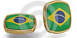 Brazil flag symbol on white background. 3D illustration