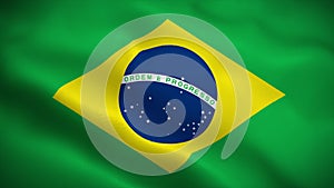 Brazil flag waving animation, perfect looping, 4K video background, official colors