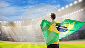 Brazil football team supporter on stadium