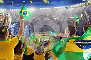 Brazil football team supporter on stadium