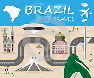 Brazil Landmark Global Travel And Journey Infographic Vector Design Template.vector