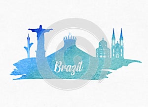 Brazil Landmark Global Travel And Journey paper background. Vector Design Template.used for your advertisement, book, banner,