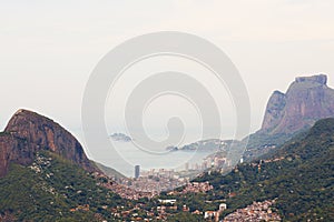 Brazil, landscape and aerial of city in mountain for traveling destination, holiday and global vacation. Travel, Rio de